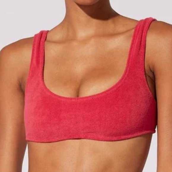 The Elle Top by Solid & Striped Pink Terrycloth sports bra size Large - Picture 1 of 5